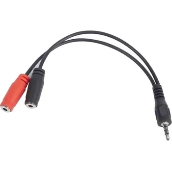 Audio kabel Adaptér Jack Mini 4-Pin(M)->2x Jack Mini(F) 20cm