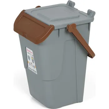 Mobil Plastic Plastový odpadkový koš na třídění odpadu ECOLOGY II, 35 l, šedá/hnědá