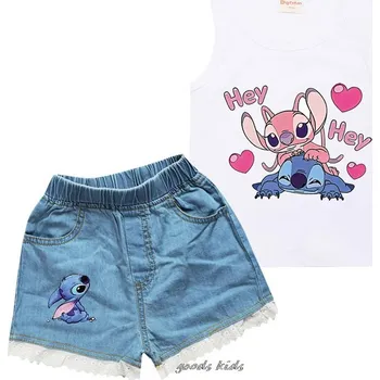 Lilo & Stitch Dívčí letní set - tílko + kraťasy s motivem "Lilo a Stitch" Barva: Bílá, Velikost: 120