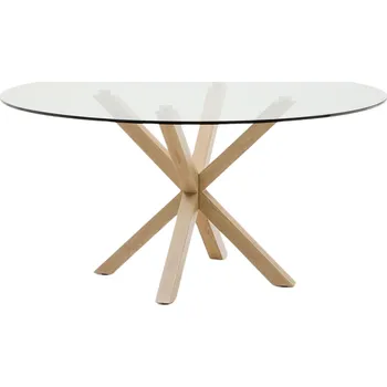 Jídelní stůl Skleněný jídelní stůl Kave Home Argo 150 cm s přírodní kovovou podnoží