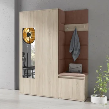 Předsíňová stěna Předsíňová stěna Emi 11 - dub Sonoma Barva čalounění: Hnědá - Trinity 07