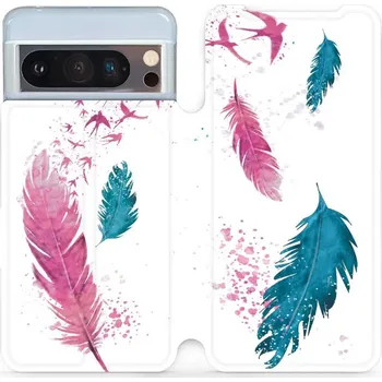 Pouzdro na mobilní telefon Flipové pouzdro Mobiwear - Google Pixel 8 Pro - MR08S Pírka (Knížkové flip pouzdro, obal, kryt na mobil Google Pixel 8 Pro - MR08S Pírka, materiál Umělá kůže + TPU - ochrana 360°, stojánek, silikonová vanička, magnetické zavírání)