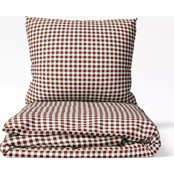 Povlečení Kárované bavlněné povlečení - hnědé káro 140x220+70x90