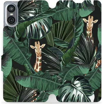 Pouzdro na mobilní telefon Flipové pouzdro Mobiwear - Sony Xperia 10 VI - VP06P Žirafky (Knížkové flip pouzdro, obal, kryt na mobil Sony Xperia 10 VI - VP06P Žirafky, materiál Umělá kůže + TPU - ochrana 360°, stojánek, silikonová vanička, magnetické zavírání)