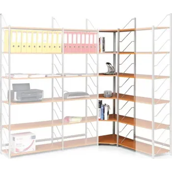 Dílenský regál B2B Partner Interiérový regál s laminovanými policemi, rohový, buk