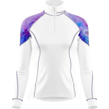 Dámské funkční triko dlouhý rukáv se zipem PURPLE bílá Bamboo Light New - Fialová / M