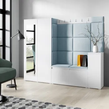 Předsíňová stěna Předsíňová stěna Emi 27 - bílá Barva čalounění: Pastelová modrá - Trinity 22