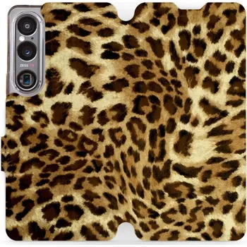 Pouzdro na mobilní telefon Flipové pouzdro Mobiwear - Sony Xperia 1 VI - VA33P Leopardí vzor (Knížkové flip pouzdro, obal, kryt na mobil Sony Xperia 1 VI - VA33P Leopardí vzor, materiál Umělá kůže + TPU - ochrana 360°, stojánek, silikonová vanička, magnetické zavírání)