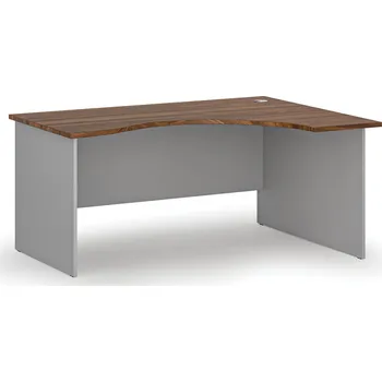 Psací stůl B2B Partner Ergonomický kancelářský psací stůl PRIMO GRAY, 160x120 cm, pravý, šedá/ořech