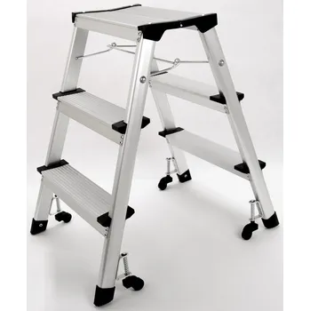 Žebřík Hliníkové oboustranné skládací mobilní schůdky, 2x3 stupně, výška 680 mm