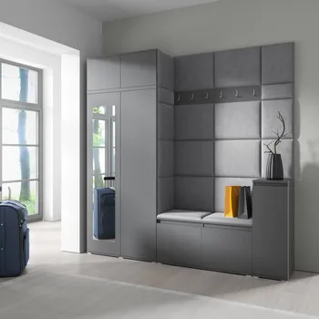 Předsíňová stěna Předsíňová stěna Emi 26 - šedá grafit Barva čalounění: Tmavě šedá - Trinity 15