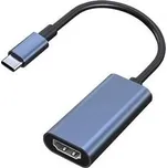 PremiumCord Převodník USB-C na HDMI, rozlišení 4K a FULL HD 1080p, kovové pouzdro Šedá