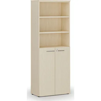 B2B Partner Kombinovaná kancelářská skříň PRIMO WOOD, dveře na 3 patra, 800 x 420 x 2128 mm, bříza