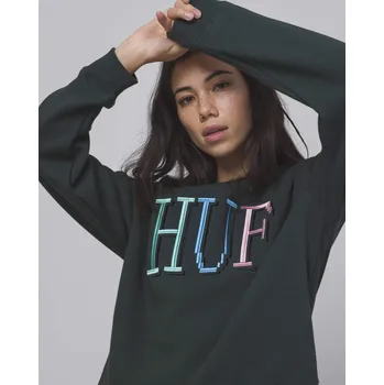 Dámská mikina huf Dámská mikina 8-bit crew dark green