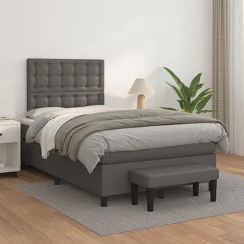 Ložnice vidaXL Box spring postel s matrací 120x200 cm umělá kůže [3137655] Barva: Šedá