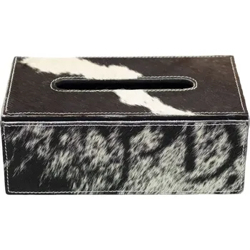 Zásobník na papírové ručníky Kožený zásobník na papírové kapesníky černá /bílá - 25*14*9 cm