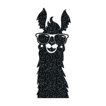 Samolepící dekorace SAMOLEPKA Lama 007 levá s brýlemi (85 - Ultra Metalic černá) NA AUTO, NÁLEPKA, FÓLIE, POLEP, TUNING, VLASTNÍ TEXT, TISK, AUTOSAMOLEPKY.cz, POLEPY, OBRÁZEK, LOGO, SAMOLEPKY