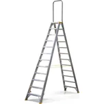 B2B Partner Oboustranné hliníkové schůdky ALVE FORTE s madlem, 2x12 stupňů, výška 2,55 m