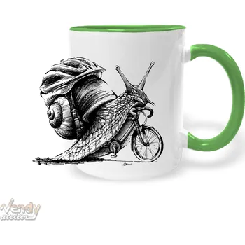 Hrnek - Šnek cyklista Barva: Zelená