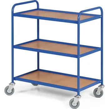 Plošinový vozík B2B Partner Policový vozík se 3 policemi 750x420 mm, modrý