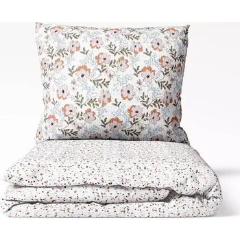 Povlečení Krepové povlečení - hnědé květy/ zrní 140x220+70x90