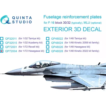 Plastikový model Quinta studio 1/72 F-16 block 30/32 reinforcement plates (HAS)