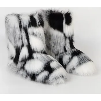 Dámská zimní obuv Dámské kožešinové boty chlupaté sněhule Barva: Bílá, Velikost: 42