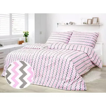 Povlečení Bavlněné povlečení - růžový cikcak 140x200+70x90