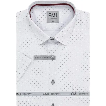Pánská košile Košile AMJ Slim fit s krátkým rukávem - světle šedá se vzorem velikost: 41, délka rukávu: krátký rukáv