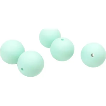 Dětské navlékací korálky Natana silikonové korálky mátové 19 mm 5 kusů