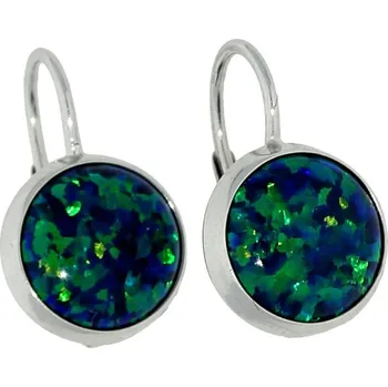 Náušnice Goldstore Náušnice v bílém zlatě zelenomodrý opál Váha: 2.74 g