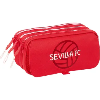 Penál Sevilla Fútbol Club Trojitý penál s přední kapsou Sevilla Fotbol Club Červená (21,5 x 10 x 8 cm)