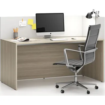 Psací stůl PLAN Kancelářská sestava single s paravánem SEGMENT, pravá, dub přírodní/bílá