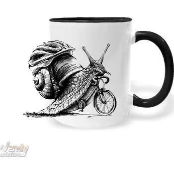Hrnek - Šnek cyklista Barva: Černá