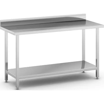 Dílenský stůl B2B Partner Nerezový pracovní stůl s policí a ohrádkou, 1500 x 600 x 850 mm