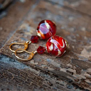 Náušnice Lampglas Náušnice Cherry Temptation s 24karátovým zlatem v perlách Lampglas Materiál zapínání náušnic: pozlacený kov