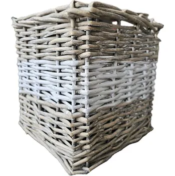 Stínidlo Hnědé antik hranaté ratanové stínidlo - 25*25*25 cm / E27