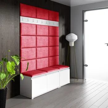 Předsíňová stěna Předsíňová stěna Emi 6 - bílá Barva čalounění: Červená - Trinity 09