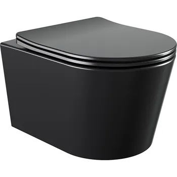 Klozet BPS-koupelny Závěsná WC mísa se SoftClose sedátkem HYD-4667, černá mat