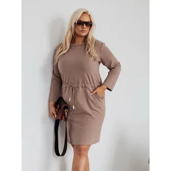 Dámské šaty Dámské bavlněné šaty v barvě cappuccino se šňůrkou (719) odstíny béžové XXL (44)