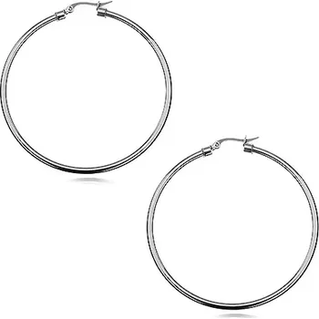 Náušnice Náušnice ocelové kruhy - lesklý hladký povrch, stříbrná barva