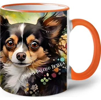 Keramický hrnek Čivava, Barva Oranžová, Velikost 330 ml, Canvas Keramický hrnek s barevným uchem 2614