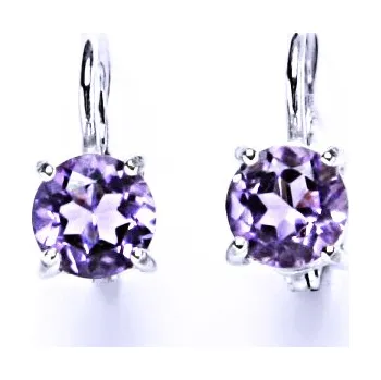 Náušnice Stříbrné náušnice přírodní ametyst světlý - NK1250 (Stříbrné náušnice s přírodním ametystem 6 mm)