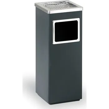 Venkovní odpadkový koš B2B Partner Odpadkový koš s popelníkem, 240 x 240 x 600 mm, černá / nerez