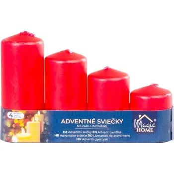 Svíčka Sviečka MagicHome, vianočná, adventná, červená, 48 mm 60/80/100/120 mm, bal. 4 ks