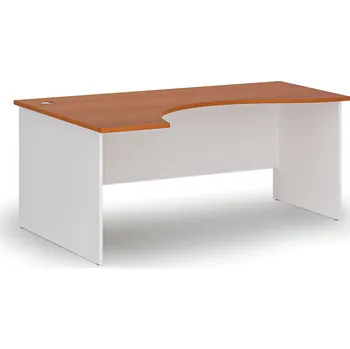 Nábytek B2B Partner Ergonomický kancelářský psací stůl PRIMO WHITE, 180x120 cm, levý, bílá/třešeň