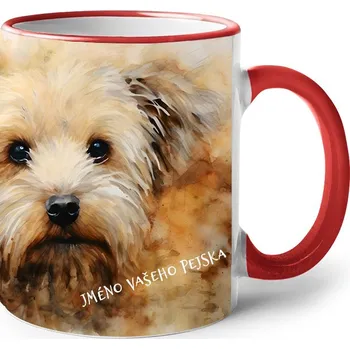 Keramický hrnek Maltézák, Barva Červená, Velikost 330 ml, Canvas Keramický hrnek s barevným uchem 2616