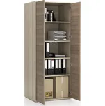 PLAN Kancelářská policová skříň s dveřmi LAYERS, 800 x 600 x 1905 mm, dub přírodní / dub mořený