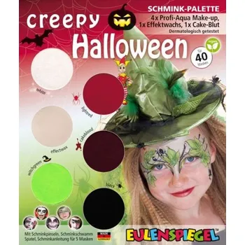 Speciální výtvarná barva Eulenspiegel Sada barev na obličej HALLOWEEN - 6 barev + 2 štětce + 2 houbičky