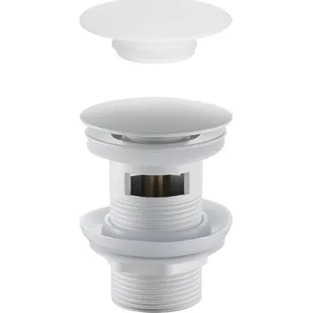 CERANO - Umyvadlová výpusť - 5/4“ click-clack s přepadem + kryt z litého mramoru - bílá matná